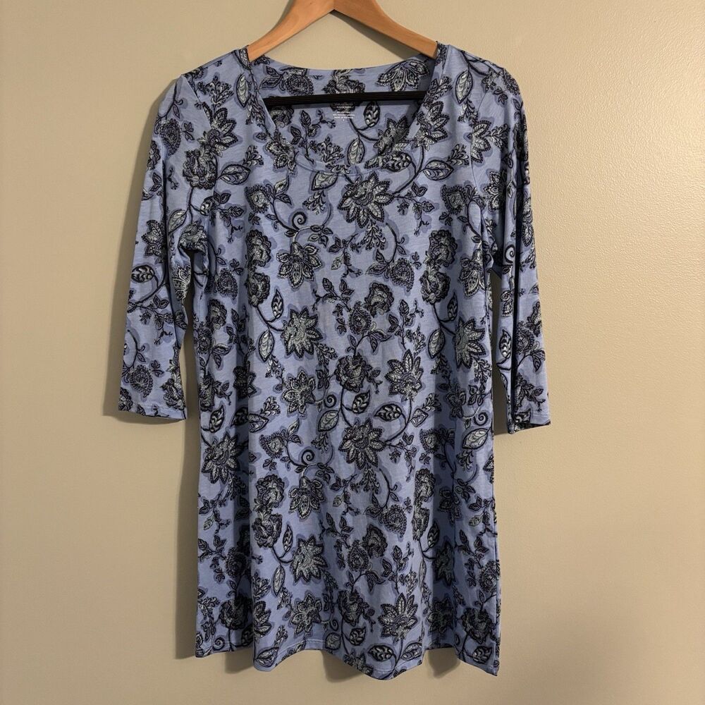 J. JILL Pure Jill Ballet Sleeve Tunic Top Sz Small Floral Cottagecore Classic
